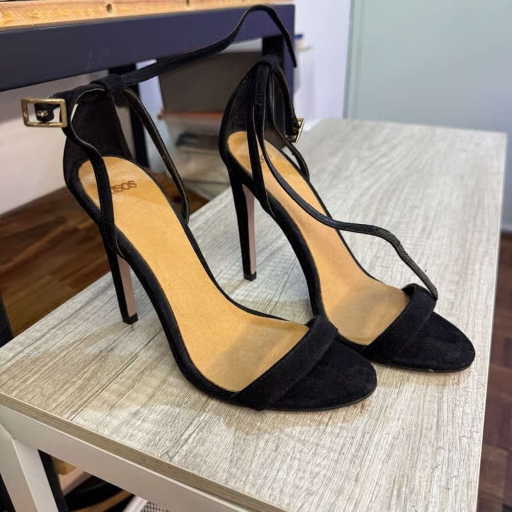 Black open toe heels